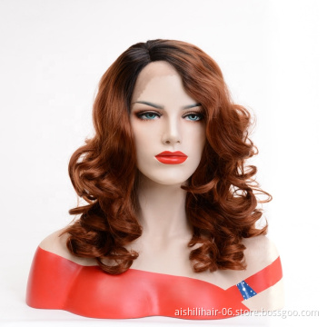 Aishili wholesale blonde brown kinky body wave curly hd 613 lace front synthetic wigs for women